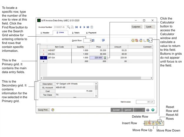 A/P Invoice Data Entry Lines tab