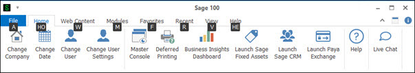 Sage 100 Desktop with key tips